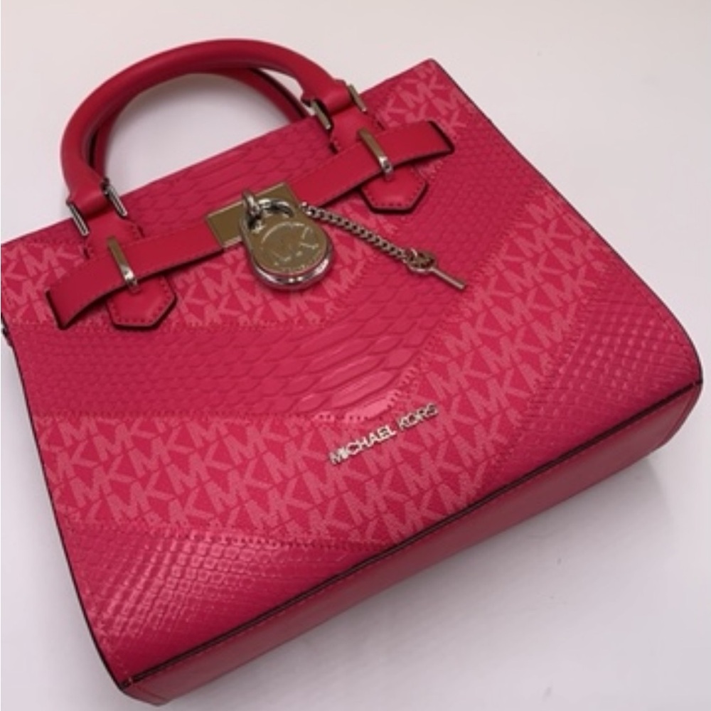 Michael Kors Hamilton Small Satchel Shoulder Crossbody Bag 
Electric Pink Multi - Picture 13 of 14